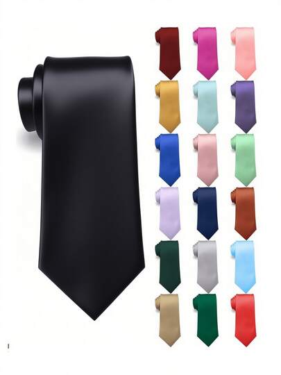 1 pezzo Cravatta da uomo, cravatta tinta unita liscia, abbigliamento formale da lavoro, adatta per uso quotidiano, matrimoni, celebrazioni e abbigliamento da lavoro
