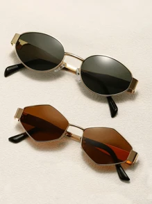 4 pièces / 3 pièces / 2 pièces / 1 pièce Lunettes de mode ovales en métal de style rétro européen et américain, lunettes en forme de diamant, lunettes semi-circulaires, style rétro populaire et polyvalent, convenant aux hommes et aux femmes, pour les vacances, les loisirs, les accessoires de plage, l'utilisation quotidienne et les activités de plein air pour les vacances d'été à la plage, les sorties, les voyages
