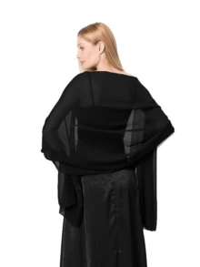 1pc Fashion Evening Dress Shawl, Lightweight Shawl, Extra Long Bridal Shawl For Women, Suitable For Wedding Party - A - View 2