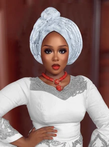 1件装女士多层箔纸蝴蝶结头巾发套睡眠帽 - 彩色 - 查看 13