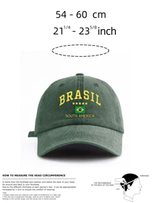 1pc Brazil Printed Washed Baseball Cap, Classic & Fashionable, Soft Sweatband, Adjustable Size, Lightweight Sun Protection, Versatile Classic Style, Suitable For Outdoor Sports, Football Matches, Daily Wear, Parties & Vacations, Perfect Gift For Friends And Family