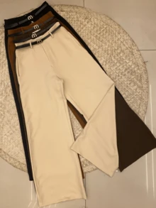 Calca Pantalona Feminina com Cinto Preto