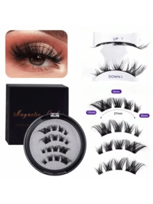 一套4件磁性眼线笔和磁性假睫毛套装 - 自然逼真可重复使用的磁性狐狸眼假睫毛，增强并拉长睫毛。（如果您不知道如何佩戴，请打开附带的视频。）假睫毛，万圣节，3D卷翘蓬松，无需胶水，佩戴舒适。强力磁铁，自然睫毛，假睫毛。 - 黑色 - 查看 11