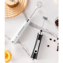 2-In-1 Rechargeable Electric Milk Frother, Handheld Milk Foamer, High-Speed Drink Mixer, Coffee Milk Frother; 2-In-1 Electric Hand Mixer, New Christmas Item For Home Use - Multicolor-double Head - View 12