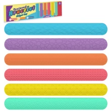 Conjunto de 6 pulseiras antiestresse - Adequadas para crianças e adultos - Pulseiras com textura tátil - Brinquedos antiestresse de silicone, pulseiras para lembrancinhas de festa infantil (formatos e cores sortidas) - Multicolorido - Ver 12