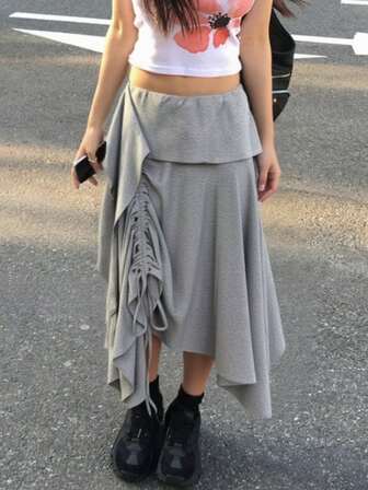 2025 Summer Women High Waist Ruched Pleated Skirt, Figure Flattering & Versatile