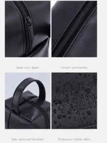 Bolsa de viaje impermeable para artículos de tocador para hombres, organizador de maquillaje portátil con cremallera, bolsos de mano con costura retro de PU, bolsa de aseo de gran capacidad para viajes de negocios