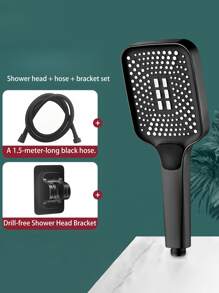 1 件方形高压淋浴喷头，大出水孔，单手操作，高流量家用淋浴喷头，适用于淋浴房 - 銀色 - 查看 19