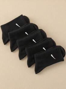 1 双/5 双/6 双女士休闲长袜，简单舒适日常穿着男女通用中筒袜，秋季袜子 - 彩色 - 查看 2