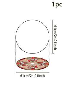 1 件/270 件圆形圣诞树裙，圣诞老人和精灵图案，红黑格子饰边，适用于圣诞树底部地板装饰、家庭、餐厅、厨房、客厅、圣诞装饰、节日气氛、家庭圣诞装扮，包括圣诞主题、温馨场景、节日饰品