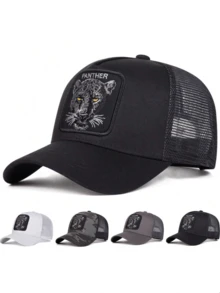 1pc Men's Baseball Mesh Cap With Wolf Head Animal Pattern, Outdoor Sun Protection Casual Mesh Hat, Suitable For Business, Travel, Beach, Unisex - Multicolor - View 10