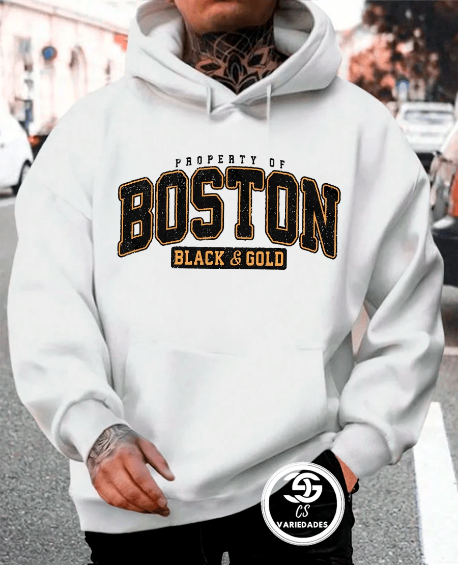 Boston Sweatshirt Cold Weather Jacket Printed Jacket Various Colors Premium Line Immediate Shipping - White - View 1