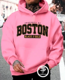 Boston Sweatshirt Cold Weather Jacket Printed Jacket Various Colors Premium Line Immediate Shipping - Baby Pink - View 1