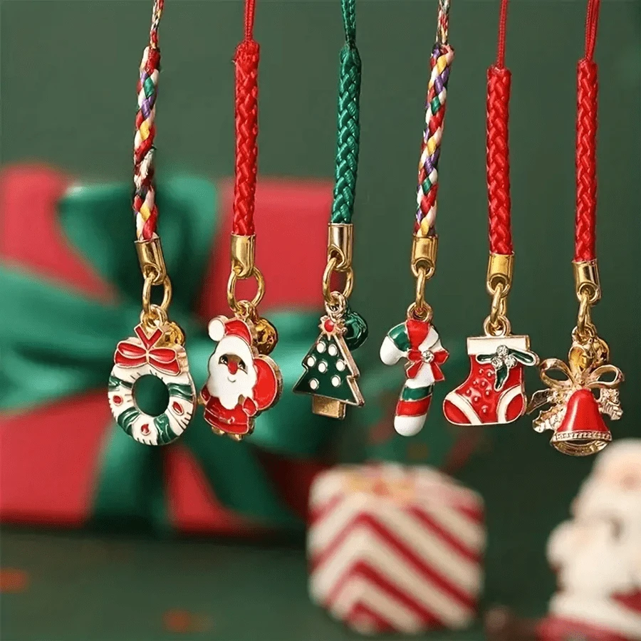 Christmas Phone Pendant Santa Claus Strap Short Cartoon Christmas Tree Cute Bell Pendant - Perfect For Holiday Parties And Gift Giving(Makes A Sound) - Multicolor - View 1