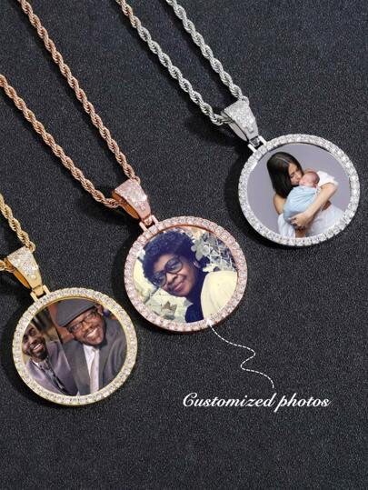 1 Anpassat bildhalsband, personligt hänge i hiphop-stil, änglavingehalsband, personligt bildsmycke med hänge, alla hjärtans dag/Halloween/Jul, smycken och klockor, elegant höst, anpassat namnhalsband i rostfritt stål, personlig namnskylt