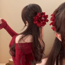 1pc New Super Fairy Flower Large Size Grab Clip With High Appearance And Temperament, Bridal Hair Clip, Hair Claw On The Back Of The Head, Floral Headpiece - Multicolor - View 3