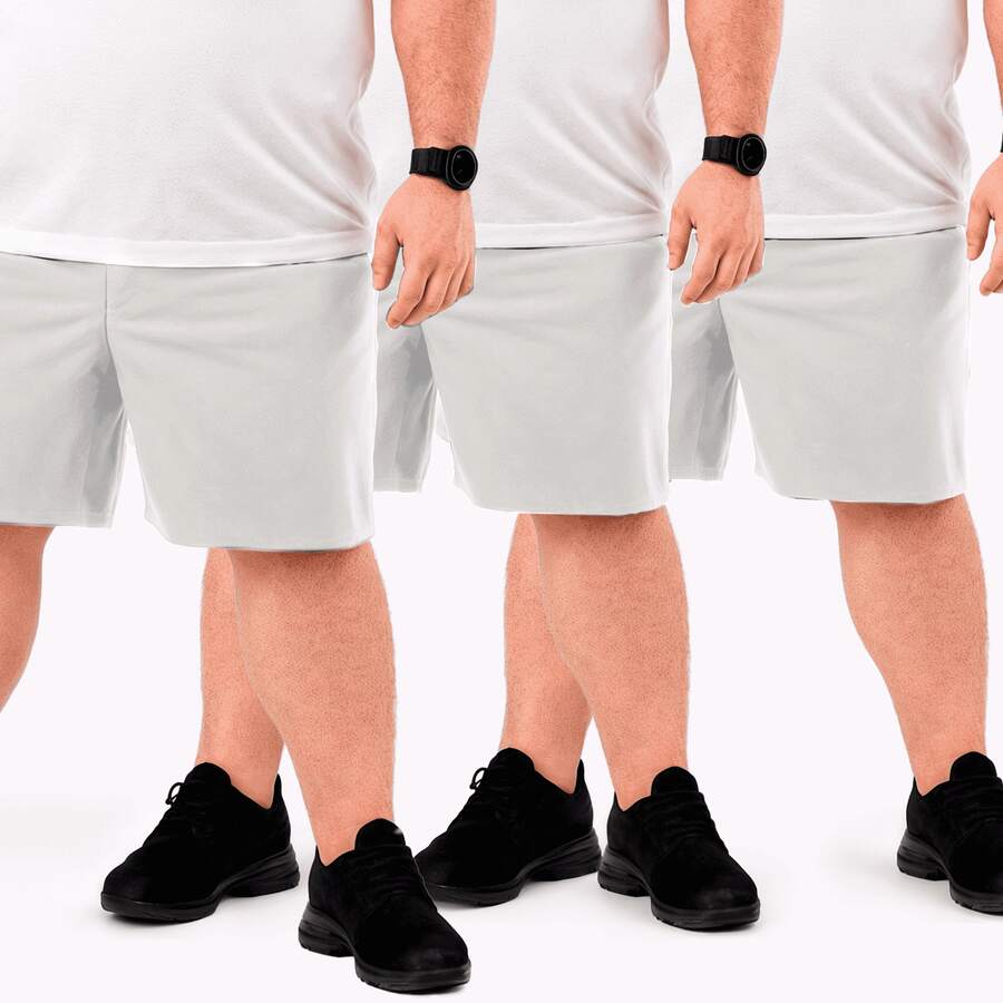 Tactel Plus Size Men's 3-Piece Bermuda Shorts - Sports Casual - 3 Ice - View 1