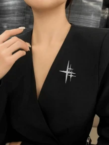 1pc Rhinestone Cross Brooch, Vintage Elegant Brooch Suitable For Both Men And Women - Silver - View 3