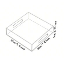 Large Acrylic Tray With Handle, Transparent Acrylic Tray For Holding Food, Drinks, Snacks And Appetizers, Rectangular Tray, Coffee Table Tray, Acrylic Makeup Storage Box