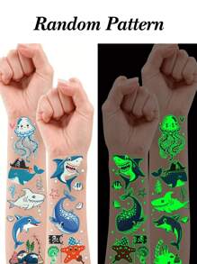 Neue Cartoon Meerestier Aufkleber für Kinder, leuchtende Aufkleber, wasserfeste schweiß-absorbierende Unterwasser-Party Temporäre Aufkleber, süße Cartoon wasserfeste Aufkleber, wasserfeste glitzernde Make-up Aufkleber, perfekte Geburtstagsparty Geschenke