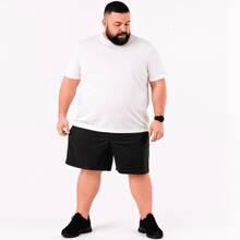 Tactel Plus Size Men's 3-Piece Bermuda Shorts - Sports Casual - 黑色/鉛色/冰色 - 查看 3