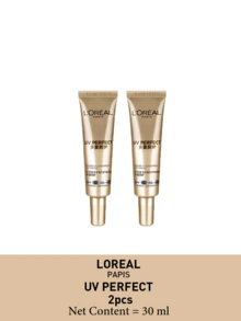 L’Oreal Paris 2支15毫升UV完美金色管状防晒霜，广谱防护，高SPF值，适合日常/户外使用，防水，控油，轻盈保湿，富含维生素E和天然植物提取物。 - 新多重防護隔離霜外禦小樣 - 查看 12