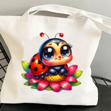 Pegatina de transferencia de calor con mariquita de siete estrellas linda y de ojos grandes, se puede lavar, planchar y parchar con agua, adecuada tanto para hombres como para mujeres en camisetas, vaqueros, chaquetas, mochilas, gorras, etc.