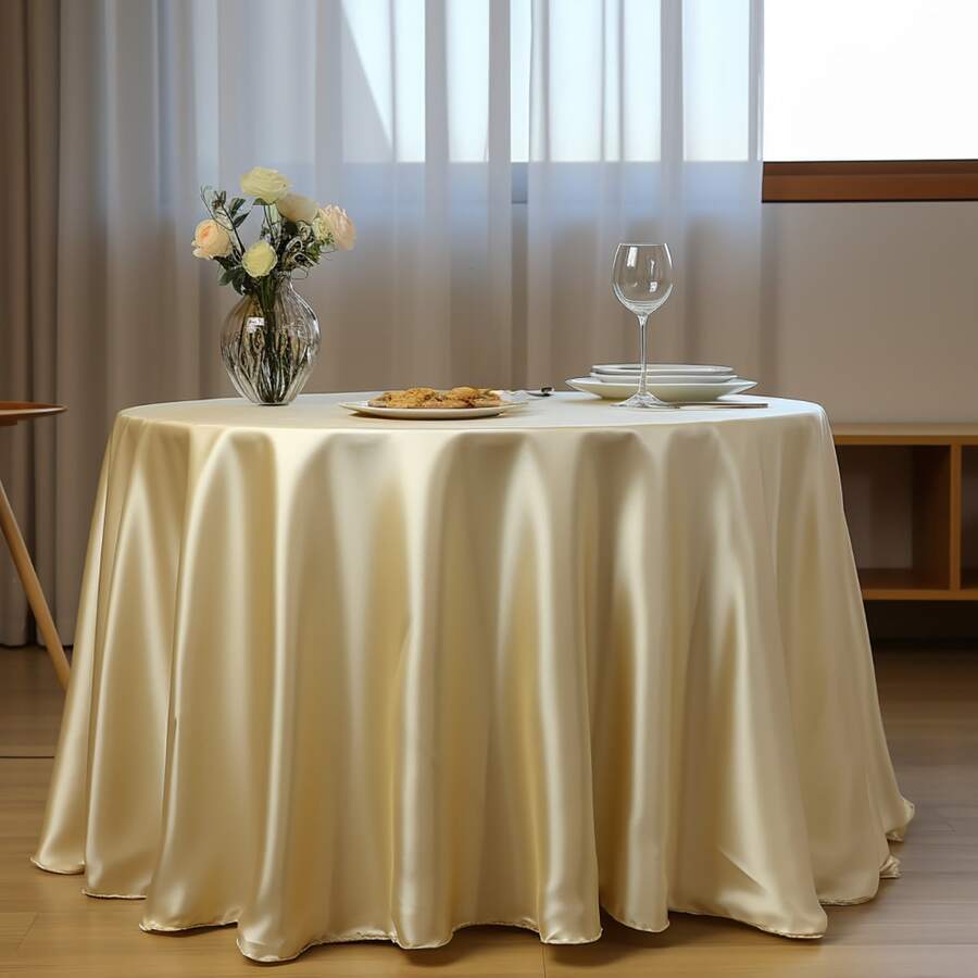 Satin Tablecloth For Wedding Reception - Round & Rectangular Wrinkle-Resistant Party Table Cover Multi Colors, Silky Shine For Birthday, Banquet, Themed Decor 1pc