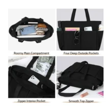Practical Nylon Crossbody Tote Bag For Women - 黑色 - 查看 8