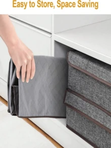 Classic Style Canvas Storage Box With Zipper - Multipurpose Non-Waterproof Rectangle Organizer For Clothes And Accessories, Under-Bed Storage - Multicolor - View 9