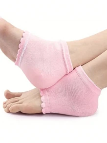 2件装护肘保湿套肘部凝胶覆盖脚跟袜肘套护肘适用于SPA保湿干裂皮肤护理 - 粉色 - 查看 6