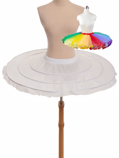 1pc Women's White Short Ballet Tutu Skirt, Adjustable Ballerina Dance Performance Petticoat With 3 Steel Hoops, Elegant Dance Costume Slip Dress