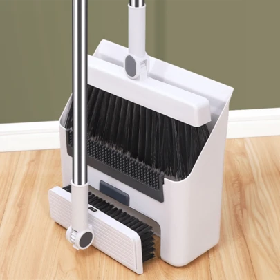 LIPETY 3 In 1 Broom With Dustpan Combo Set, Brooms Long Handle Broom And Dustpan Set Push Broom For Home Cleaning Bathroom Kitchen Office School Dorms, Cleaning Tools, Back To School Supplies
