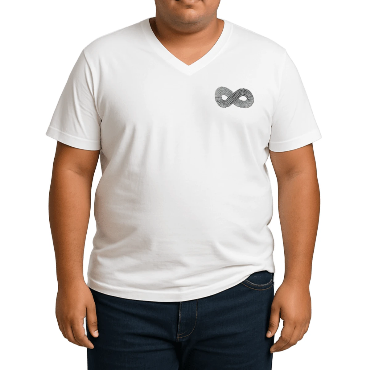 Men's Basic Plus Size T-Shirt Sizes P To G8 Viscolycra Mesh Fabric With V-Neckline - Blanco - Ver 1