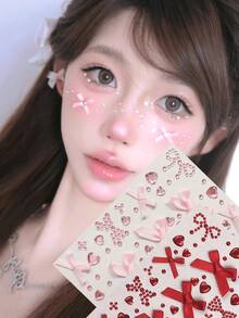 1件/2件/3件/5件装蝴蝶结和心形水钻饰品，设计迷人可爱。可爱的蝴蝶结、甜美的心形和闪亮的水钻，瞬间为您的造型增添一丝俏皮和魅力。无论您喜欢甜美少女风，还是想要展现大胆的时尚态度，这些配饰都能满足您的需求。