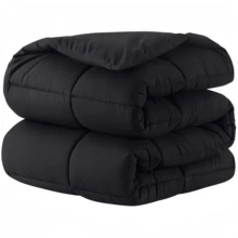 1pc Quilted Comforter - All Season Quilted Comforter, Polyester Fiber Filling, Bedding Comforter With Corner Loops - Black - View 2