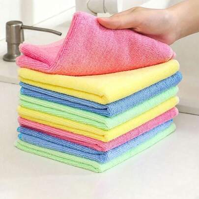 10 piezas de toallas de cocina gruesas/paños de cocina, colores surtidos, fibra de bambú, muy absorbentes, sin pelusa, sin aceite adherido, 9.8"*9.8", no se admite lavado a máquina, cocina, baño, hogar, suministros para el hogar
