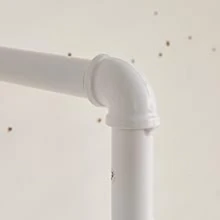 8TH-ST  Industrial Pipe Clothes Rack, 50 Inch Wall Mounted Clothing Rack, Space-Saving Hanging Closet Rod, Heavy Duty Multi-Purpose Garment Rack For Closet And Laundry Room(4 Bases), White TYJ002W - 黑色 - 查看 6