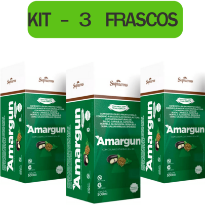 Amargun Digestivo Amargo 500ml Kit 3 frascos Amargum Figado Azia