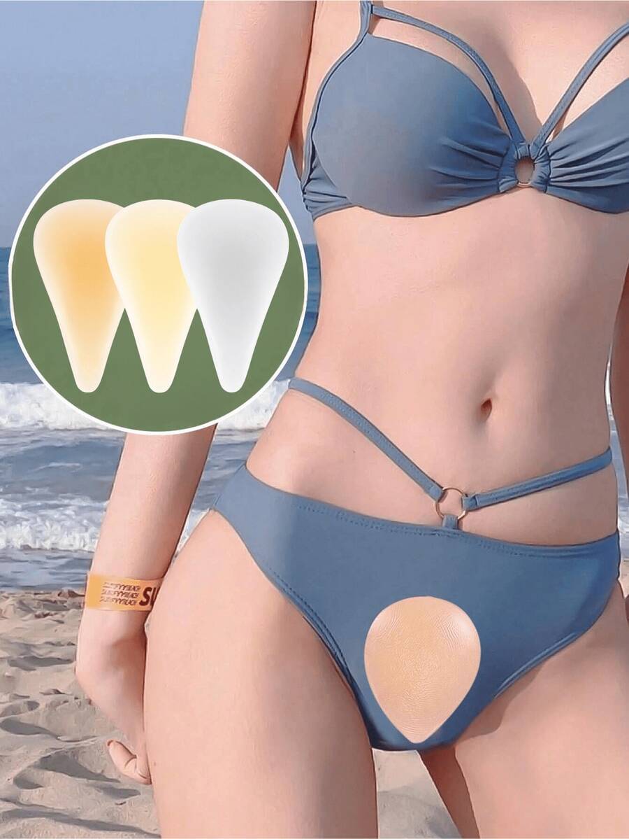 1 pieza/3 piezas Pegatinas de silicona impermeables y privadas para mujeres, para prevenir la exposición y la vergüenza al usar pantalones de yoga, trajes de baño para parques acuáticos, aguas termales o playa. Pegatinas de silicona especiales para la protección de las partes íntimas de las chicas en bikinis y trajes de baño.