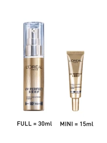 LOREAL UV Perfect Gold Tube Sunscreen 15/30ml, Broad Spectrum Protection, City Defense, High SPF, Suitable For Daily/Outdoor Use, Water-Resistant, Oil-Control, Non-Greasy, Lightweight Texture, Suitable For All Skin Types Including Sensitive Skin, Moisturizing And Nourishing, Long-Lasting Protection, Ideal For Outdoor Activities And Commuting, Enriched With Vitamin E And Natural Plant Extracts