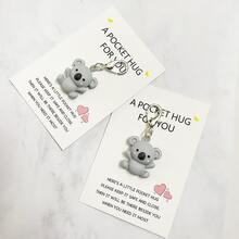 5 件/10 件考拉主题钥匙扣，配有励志卡片 - 由树脂制成，创意设计 - 送给老师、教练、导师、父母和朋友的完美感谢礼物，时尚、优雅、简约，是向母亲和父亲表达感谢的配饰。适合女性 - 白色 - 查看 6