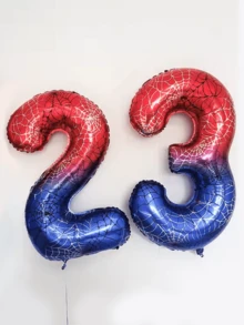 1 个 40 英寸蜘蛛主题数字气球，数字 0-9，巨型渐变红蓝氦气铝箔气球，蜘蛛网设计，适用于蜘蛛英雄主题生日气球、男孩生日装饰、迎婴派对、周年纪念、超级英雄派对 - 彩色 - 查看 5