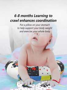 Vocheer Tummy Time Pillow With Crinkle Pad And Teether, Black And White High Contrast Baby Toy With Mirror, Montessori Sensory Crawling Toy, Suitable For 0-3 Years Old Baby Toys, Baby Toys, Teething Toys, Baby Bath Toys