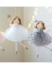 1 件圣诞装饰天使挂件 - 可爱女孩，带翅膀，身穿闪亮连衣裙，饰有金色星星 - 适用于圣诞树、家居和橱窗展示，圣诞节和新年礼物，节日装饰，圣诞装饰品 - 彩色 - 查看 8