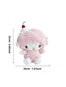 Muñeco de cordero pequeño Sanrio Piano Beinno, adorable llavero de peluche rosa, animal de peluche súper suave y esponjoso, diseño de cordero único con lindo lazo y accesorios de fresa, peluche abrazable de alta calidad para niñas, regalo coleccionable perfecto para cumpleaños, ideal para decoración del hogar, colgante de mochila, compañero de viaje, ideal para regalos de fiesta y decoración de habitaciones, mercancía de personajes kawaii para fanáticos.