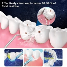 Portable Manual High Pressure Flusher, Dental Scaler, Oral Irrigator. Made Of ABS, High Pressure Pulsed Technology, Button Design, Detachable Nozzle. Ideal For Teeth Cleaning And Oral Care, No Electric Drive Required, Suitable For Home And Travel. Essential For Oral Care | Stylish Dental Floss Cleaner | Portable Design, Water Flosser - Màu xanh nhạt - Xem 8
