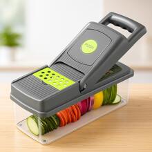 Living And Home 14-In-1 Complete Kitchen Vegetable Chopper Set (8 Blades + Container + Drain Basket) – Affordable & Practical For Daily Cooking - Gray Green - View 2