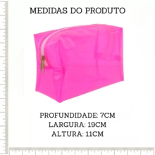 Estojo Necessaire Organizador Cosmético Make Maquiagem Feminino Transparente Colorido - Verde - Visão 6