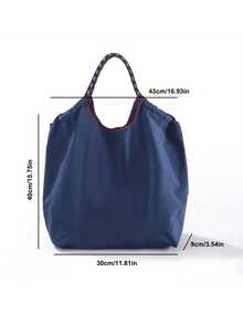 1pc Fashionable Versatile Embroidered Tote Bag, Lightweight Commuter Nylon Organizer Shopper Bag - Multicolor - View 8